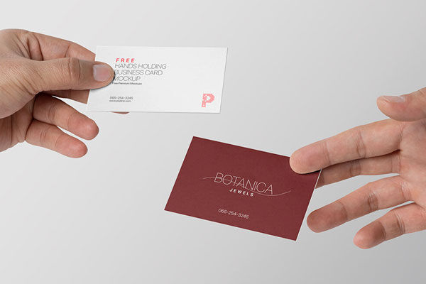 Front View of Both Sides of a Rectangular Business Card Mockup