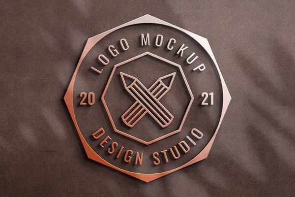 Front View of Bronze Sign Logo Mockup