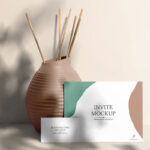 Front View of Business and Invite Card Mockup in Sunbeam