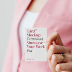 Front View of Business Card Mockup in a Lady’s Hand