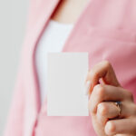 Front View of Business Card Mockup in a Lady’s Hand
