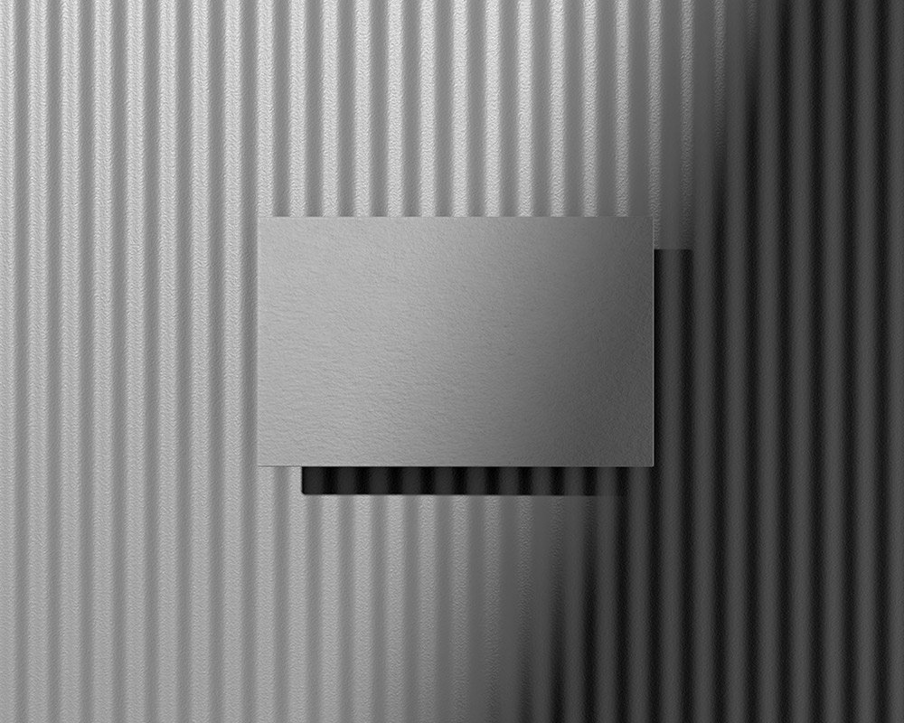 Front View of Business Card Mockup on Striped Shadow Wall