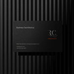 Front View of Business Card Mockup on Striped Shadow Wall