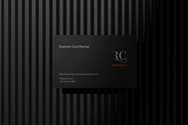 Front View of Business Card Mockup on Striped Shadow Wall