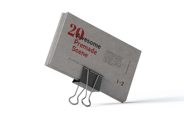 Front View of Business Cards Mockup Held by a Clip