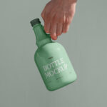 Front View of Ceramic Bottle Mockup in Hand
