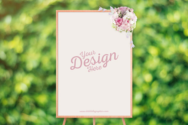 Front View of Ceremony Photo Frame on Tripod Mockup