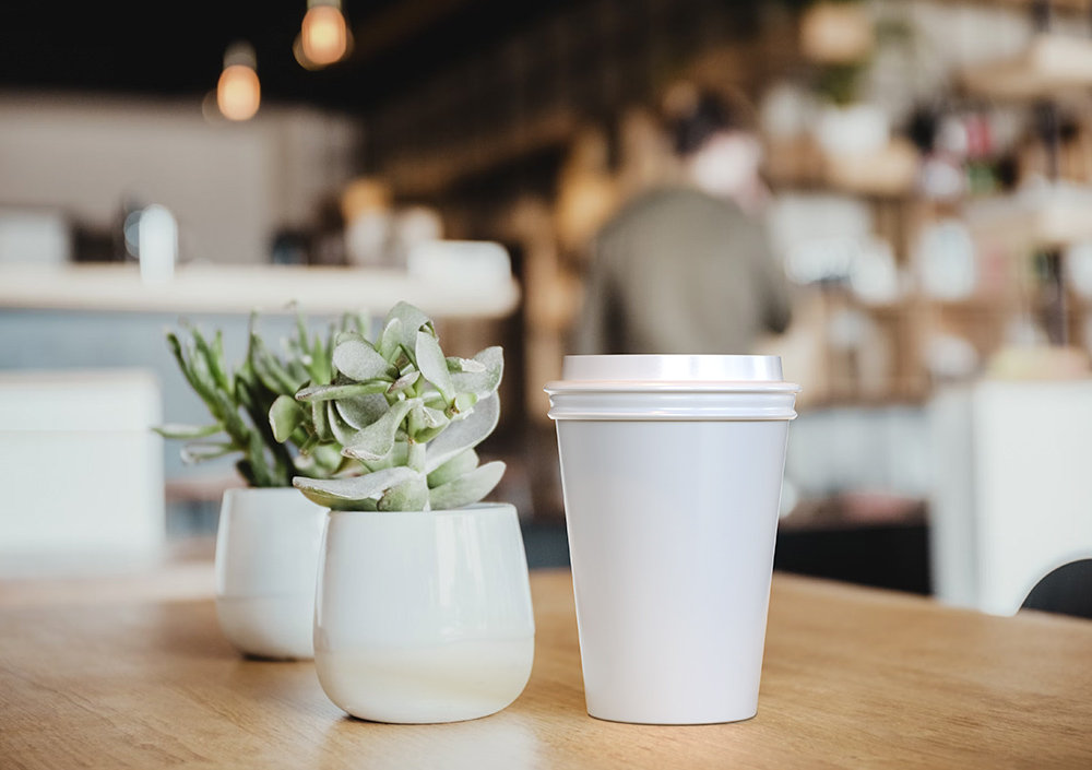 Front View of Coffee Cup Mockup with Lid