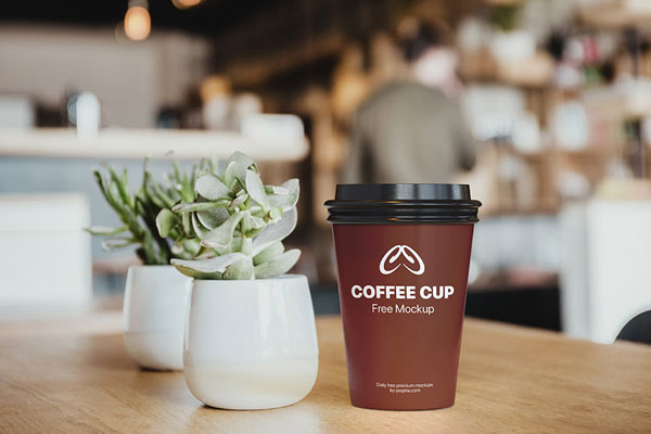 Front View of Coffee Cup Mockup with Lid