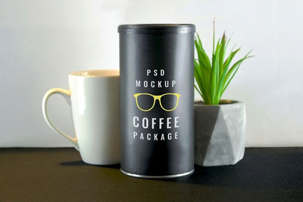 Front View of Coffee Tube Mockup Featuring Mug and Vase