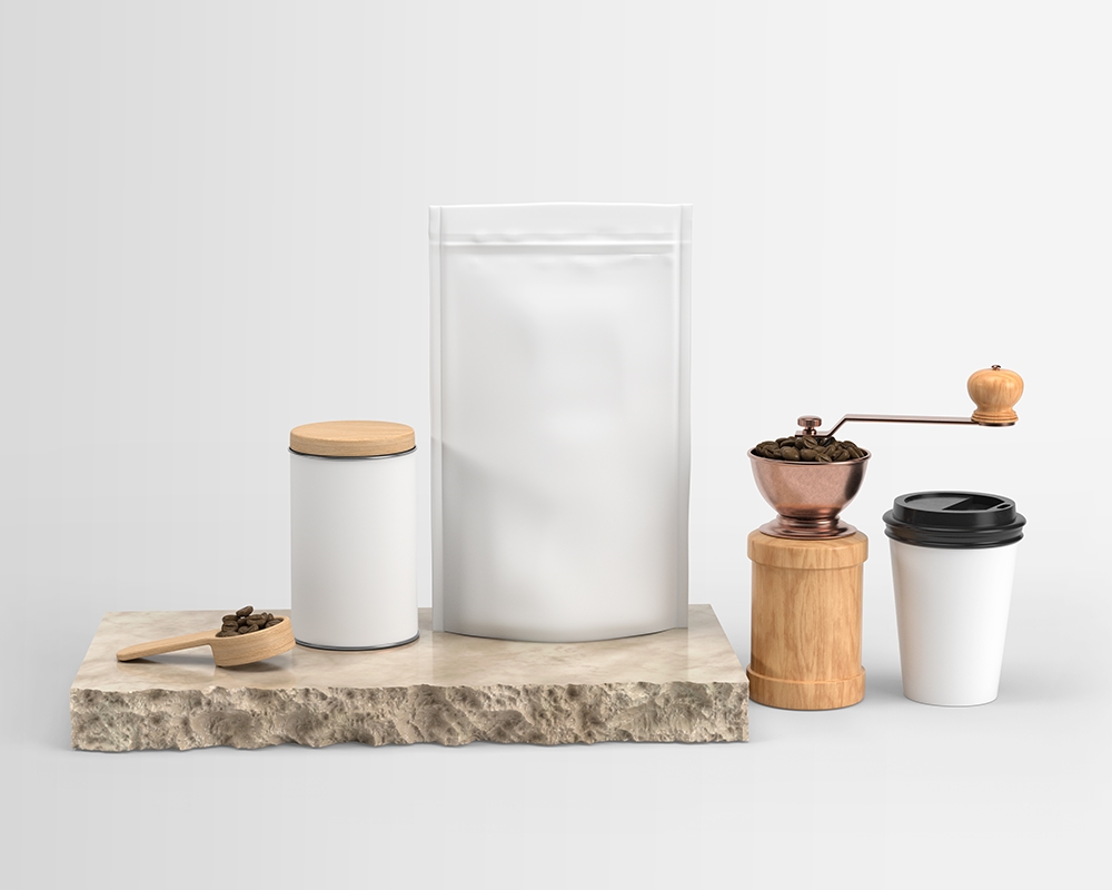 Front View of Complete Set of Coffeehouse Branding Mockup