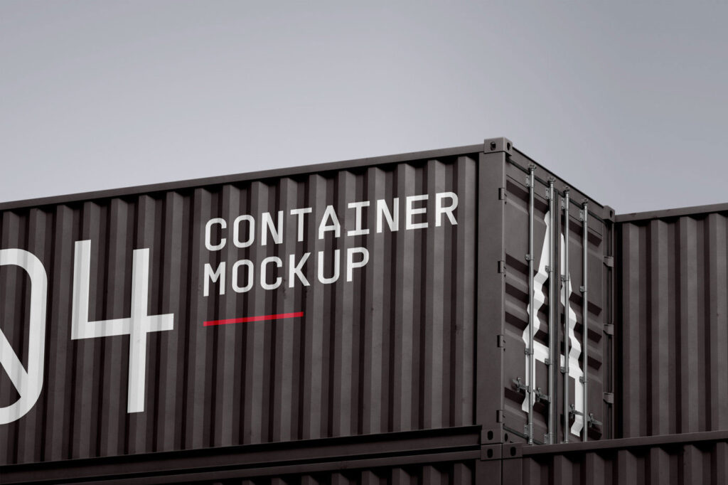 Front View of Huge Containers Mockup