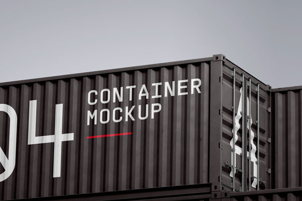 Front View of Huge Containers Mockup