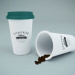 Front View of Couple Coffee Cup Mockup