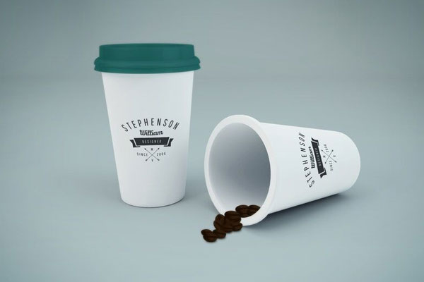 Front View of Couple Coffee Cup Mockup