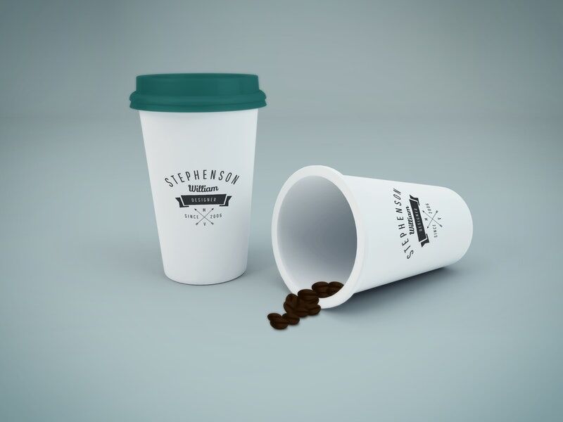 Front View of Couple Coffee Cup Mockup