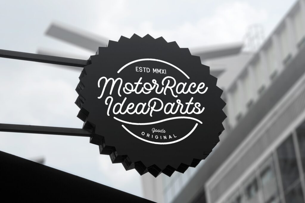 Front View of Decorative Metallic Rounded Sign Mockup