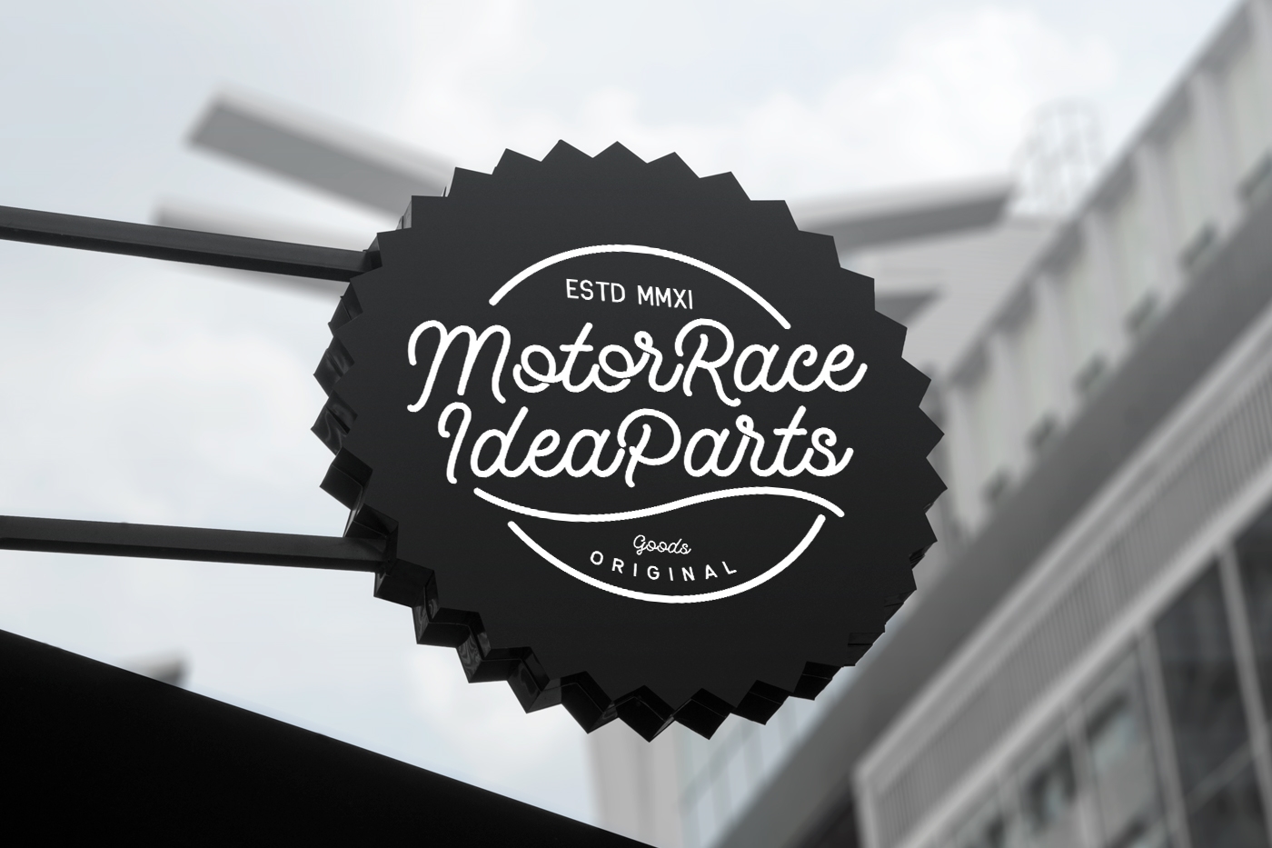 Front View of Decorative Metallic Rounded Sign Mockup FREE PSD