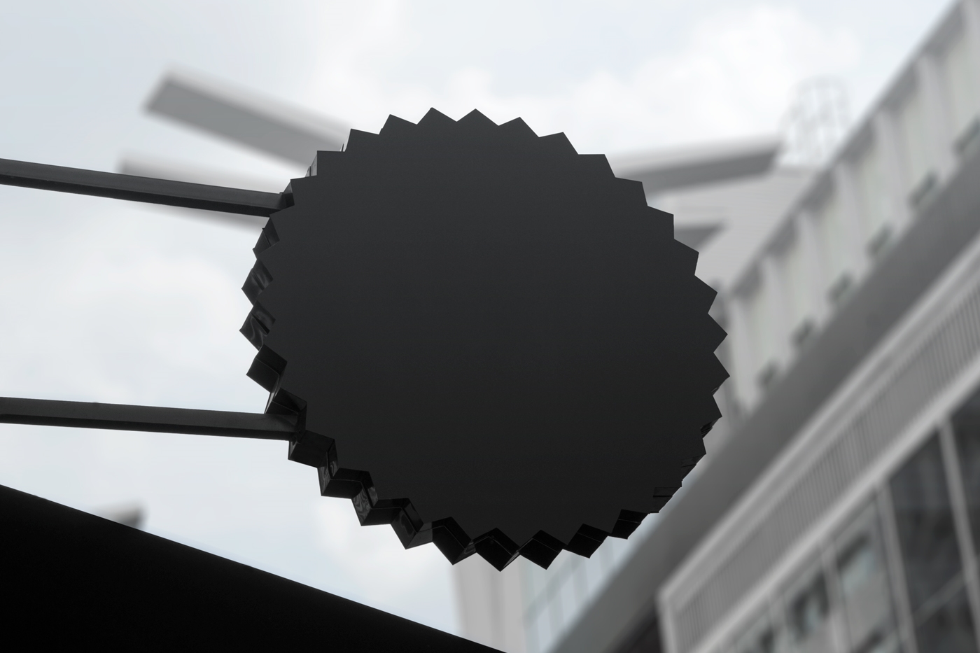 Front View of Decorative Metallic Rounded Sign Mockup FREE PSD