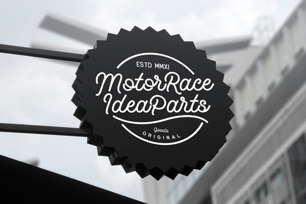 Front View of Decorative Metallic Rounded Sign Mockup