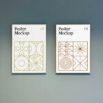 Front View of Double Vertical Posters Mockup