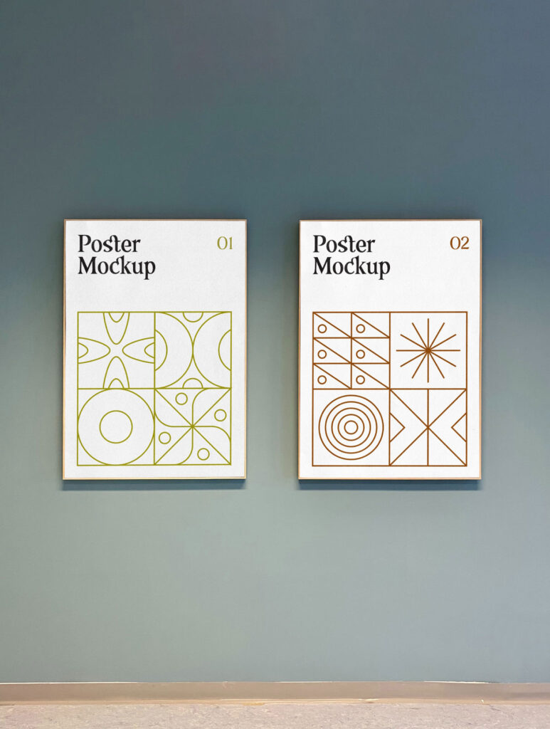 Front View of Double Vertical Posters Mockup