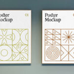 Front View of Double Vertical Posters Mockup