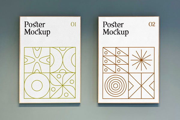Front View of Double Vertical Posters Mockup