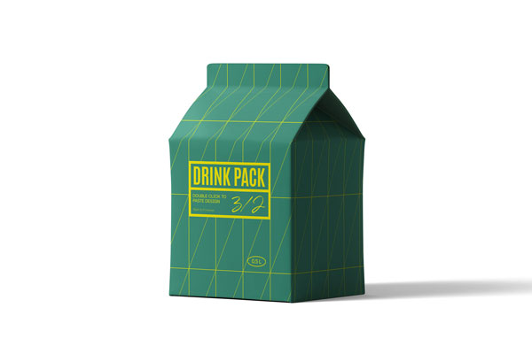 Front View of Drink Carton Packing Mockup