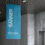 Front View of Drop Down Hanging Banner Mockup