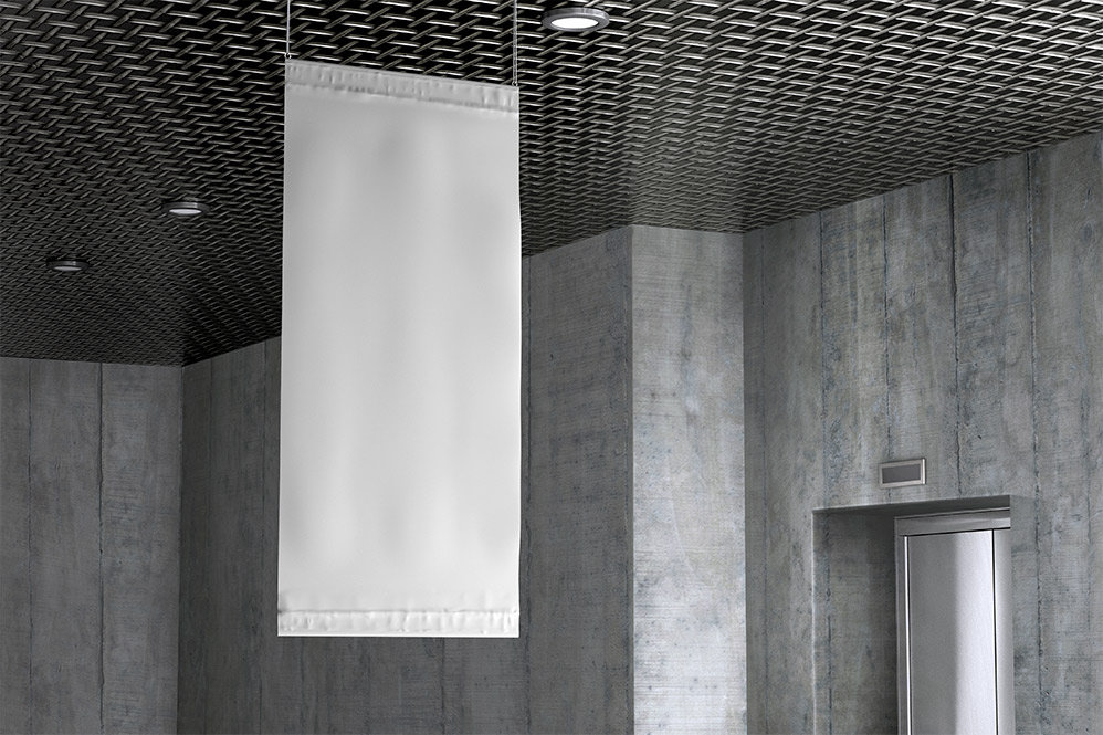 Front View of Drop Down Hanging Banner Mockup