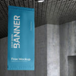 Front View of Drop Down Hanging Banner Mockup