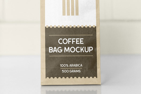 Front View of Eco Paper Coffee Bag Mockup