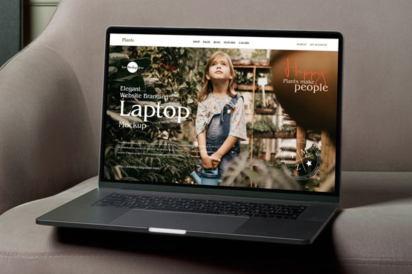 Front View of Elegant Website Branding Laptop Mockup