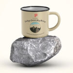 Front View of Enamel Mug on Piece of Rock Mockup