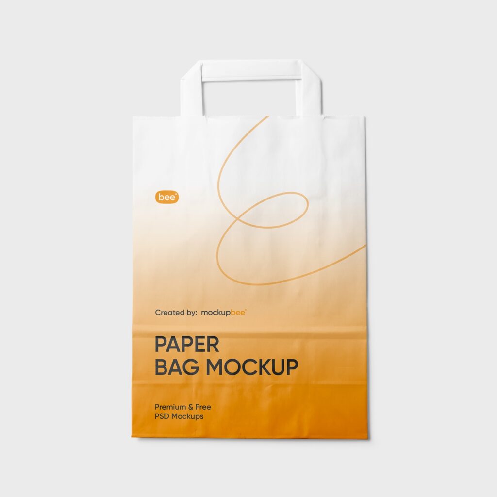 Front View of Flat Paper Shopping Bag Mockup