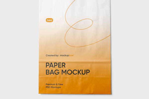 Front View of Flat Paper Shopping Bag Mockup