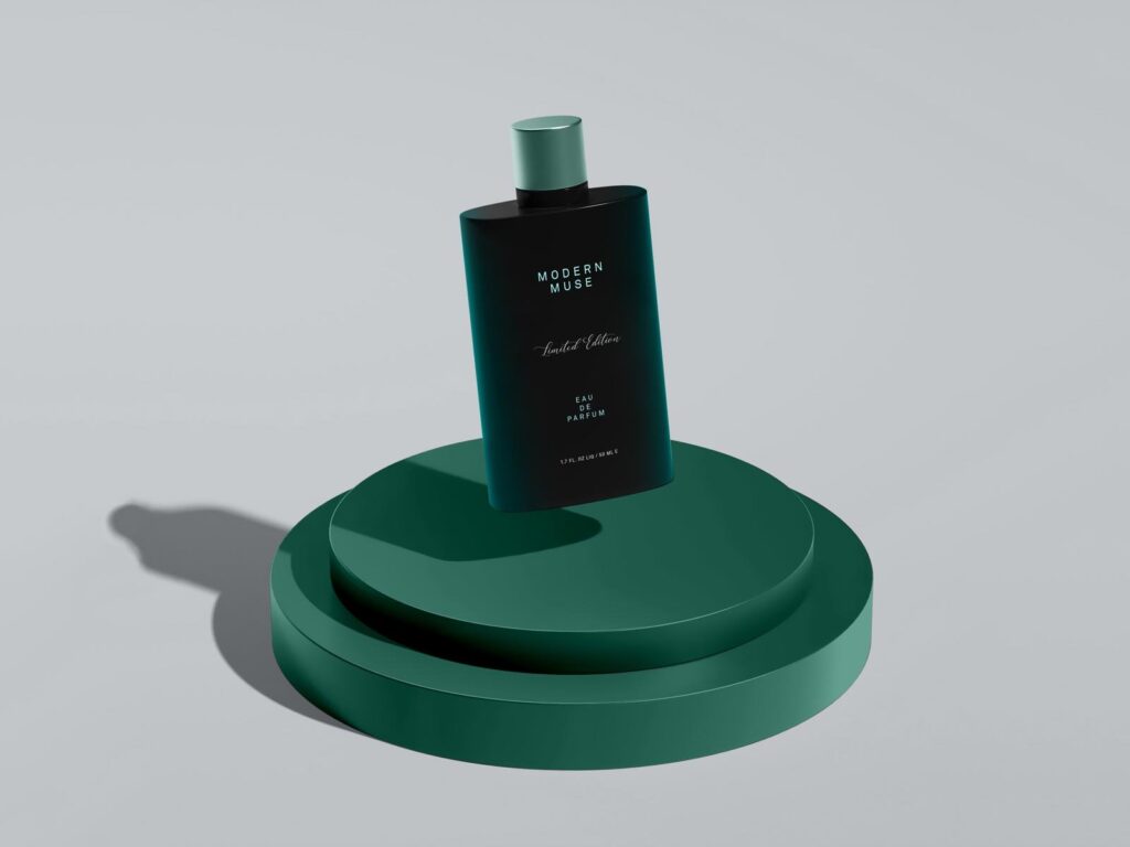 Front View of Floating Chic Perfume Bottle Mockup