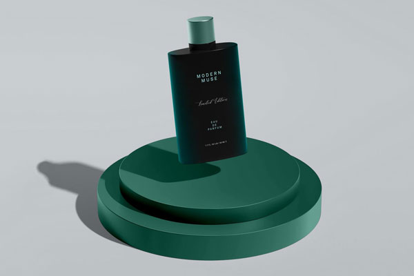 Front View of Floating Chic Perfume Bottle Mockup