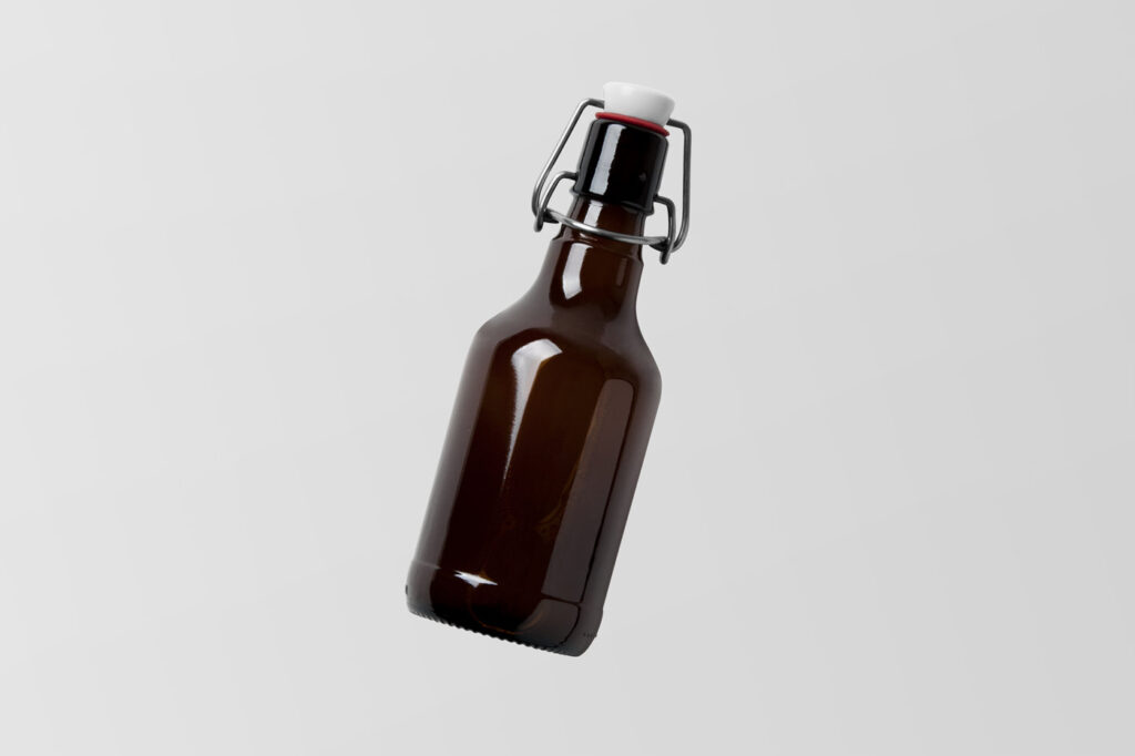 Front View of Floating Levitating Beer Bottle Mockup