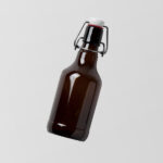 Front View of Floating Levitating Beer Bottle Mockup