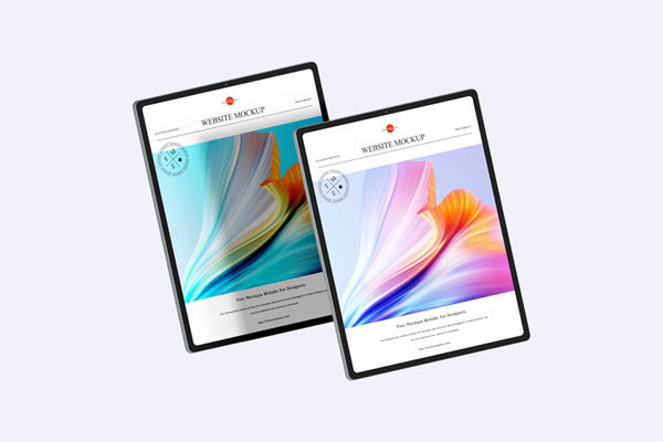 Front View of Floating Tablets Mockup
