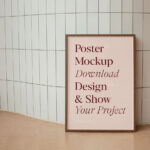 Front View of Framed Poster Mockup on Floor