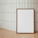 Front View of Framed Poster Mockup on Floor