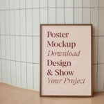Front View of Framed Poster Mockup on Floor