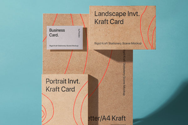 Front View of Full Pack of Kraft Stationery Mockup