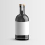 Front View of Gin Glass Bottle Mockup with a Cork Cap