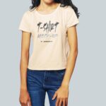 Front View of Girl Wearing T Shirt Mockup