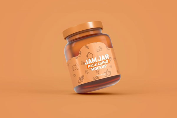 Front View of Glass Jam Jar Mockup