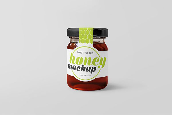 Front View of Glass Jar with Honey Mockup